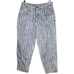 Vintage Zena Mom Ankle Jeans Light Wash Pinstripe High Rise Tapered Denim Size 9